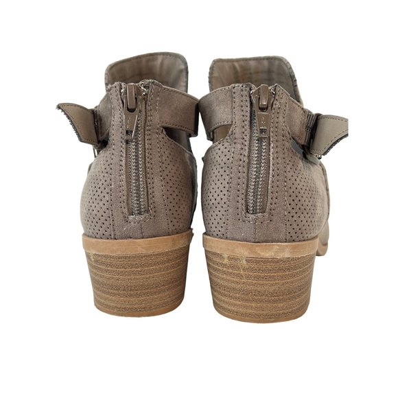 Dolce Vita Booties 7 1/2 Tan Brown Perforated Buckle Back Zip - Picture 5 of 11
